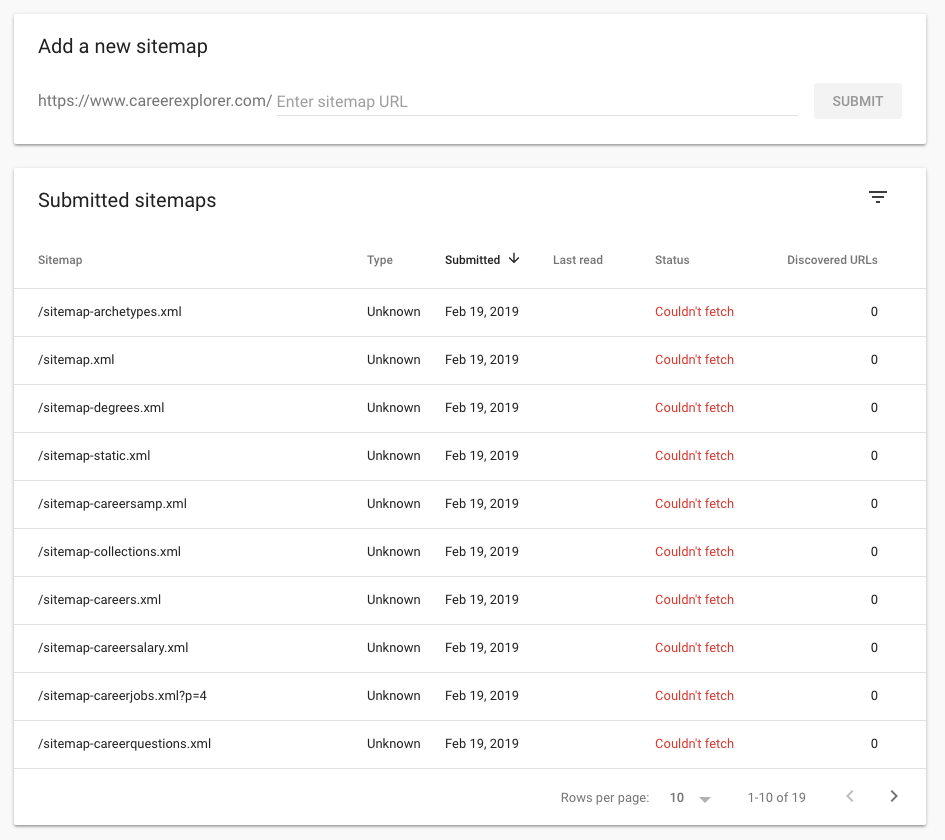 Sitemap errors